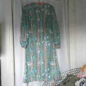 60s Pastel Orchids Dress